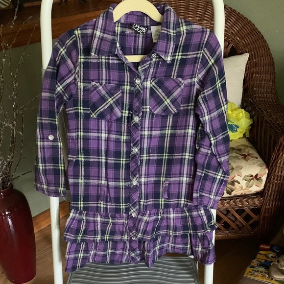 Girls Plaid Button down tunic - Picture 1 of 2